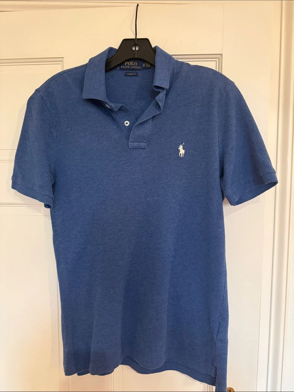 Polo by Ralph Lauren Men's Royal Blue Short-Sleeve Polo with White Pony